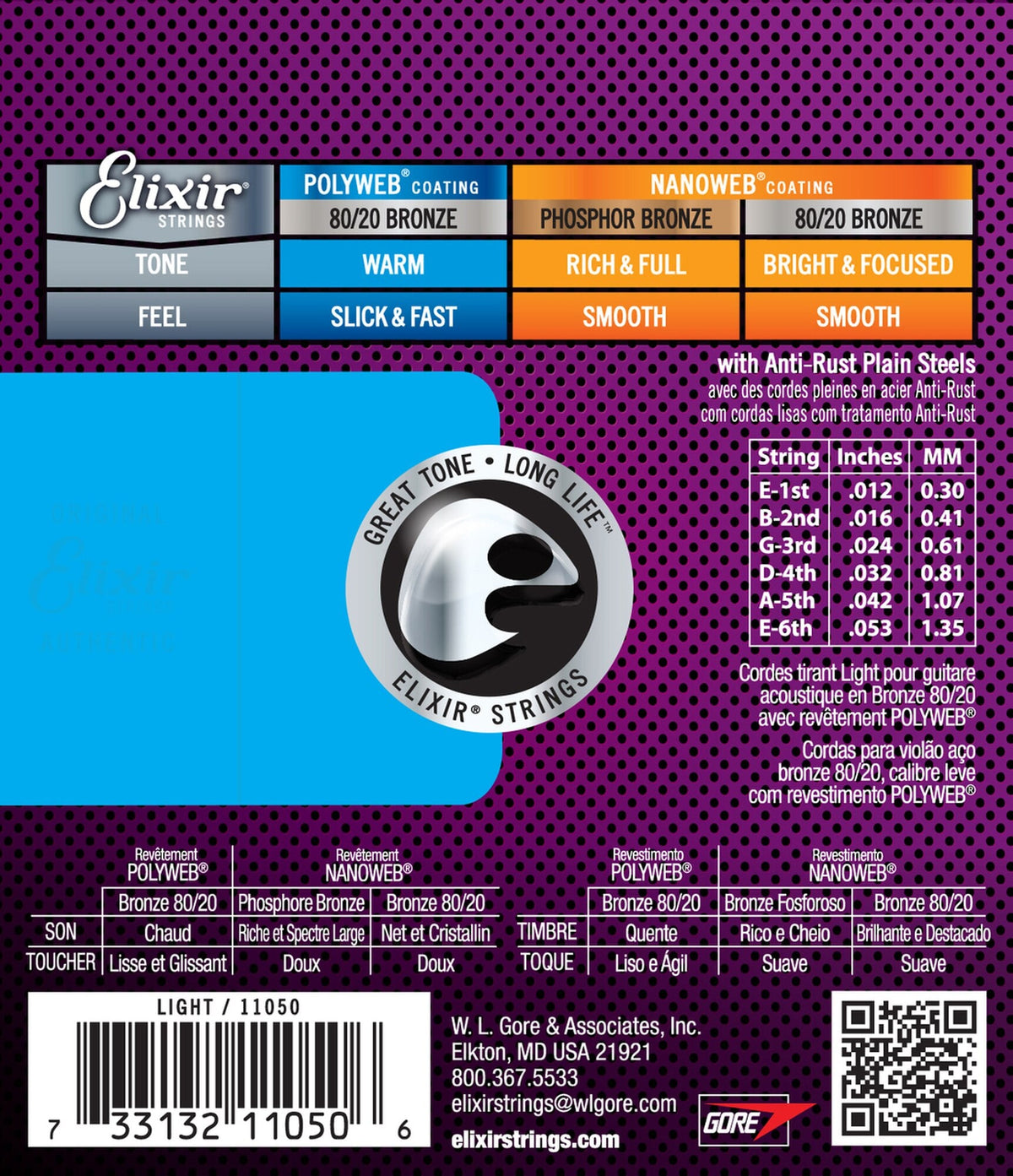Elixir 11050 Polyweb 80/20 Bronze 12-53 Acoustic Strings 2