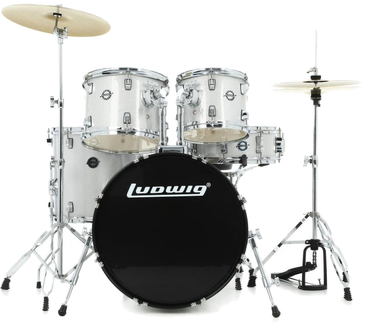 Ludwig LC19015 Accent Fuse 5-Piece Drum Kit (20\" Bass Drum) - Silver Sparkle 3