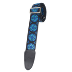 Henry Heller 2\" Tri-Glide Woven Jacquard Guitar Strap - Blue Flowers On Black