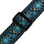 Levys M8HT-04 2\" Wide Jacquard Guitar Strap - Blue and Yellow Floral 2