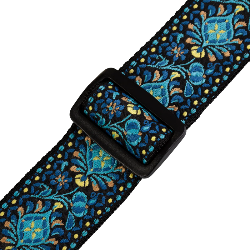 Levys M8HT-04 2\" Wide Jacquard Guitar Strap - Blue and Yellow Floral 2