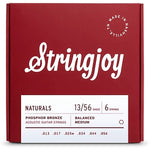 Stringjoy Naturals (13-56) Phosphor Bronze Acoustic Guitar Strings - Medium