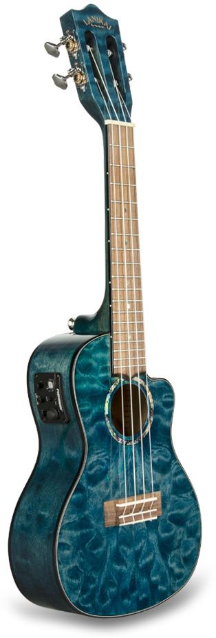 Lanikai QM-BLCEC Acoustic/Electric Concert Ukulele with Soft Case (Quilted Blue Stain) 2