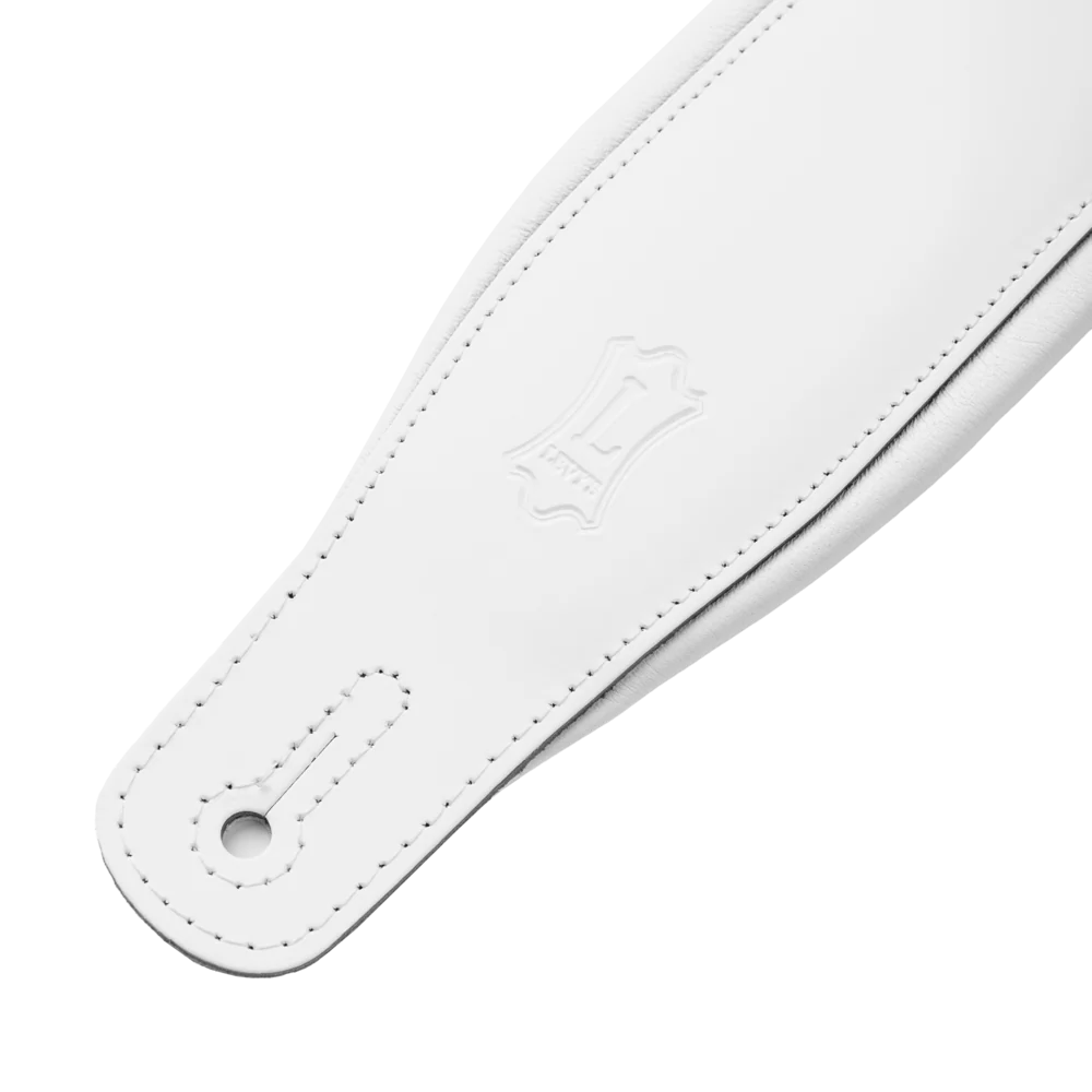 Levys M26PD 3\" Wide Top Grain Leather Guitar Strap - White 3