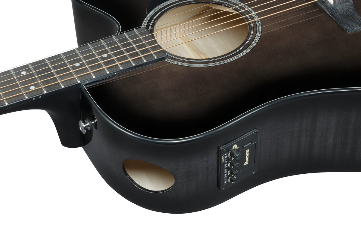 Ibanez AAD77CETKS Acoustic Electric Guitar - Transparent Black Sunburst High Gloss 5
