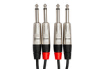 Hosa HPP-010X2 Pro Stereo Interconnect Cable - Dual REAN 1/4\" TS to Same - 10FT 2