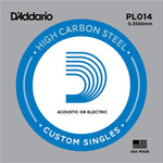 D'Addario PL014-5 .014 Plain Steel Guitar String Singles (Pack of 5)
