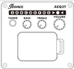 Ibanez AEQ2T preamp control panel with tuner, bass, treble, and volume knobs