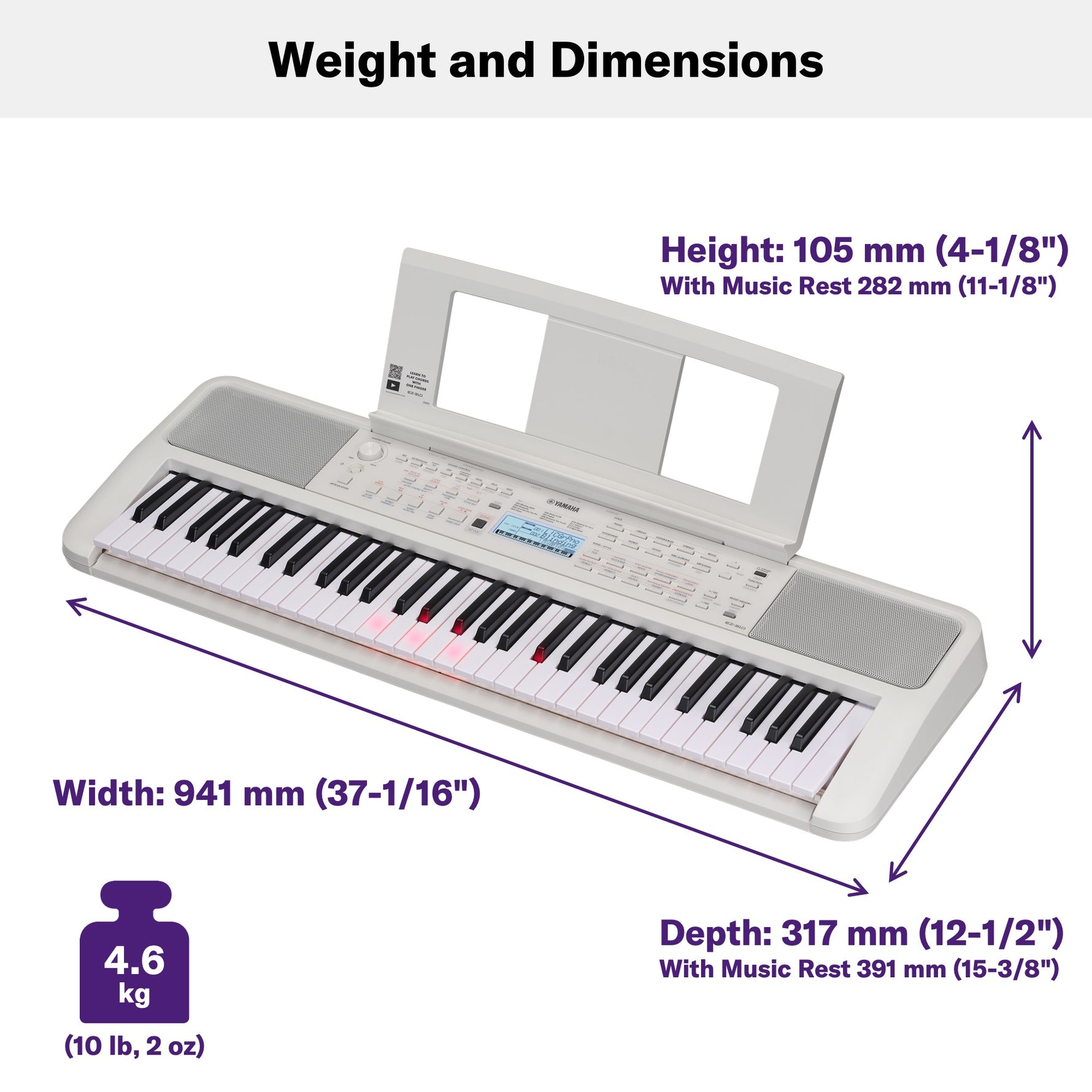 Yamaha EZ310 61-Lighted Key Portable Keyboard - With AC Adapter 7