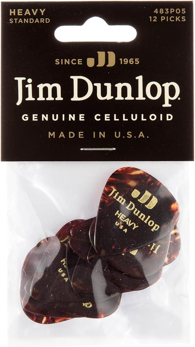 Dunlop Tortoise Shell Celluloid Picks - 12 Pack (Heavy) 2
