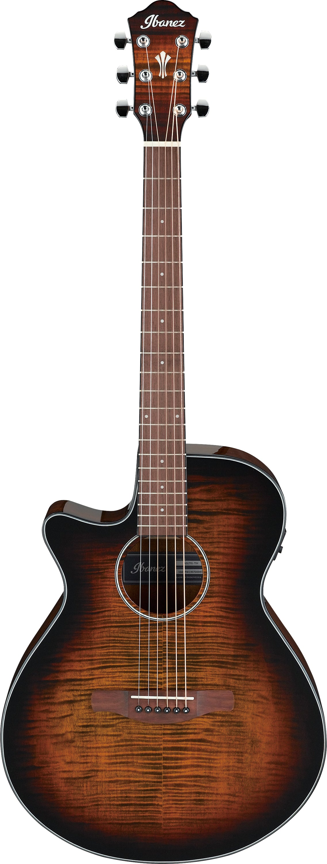 Ibanez AEG70LTIH Acoustic-Electric Guitar Left-Handed (Tiger Burst) 2
