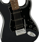 Squier Affinity Strat HSS Electric Guitar Pack Laurel Neck Charcoal Frost Metallic, front angled view