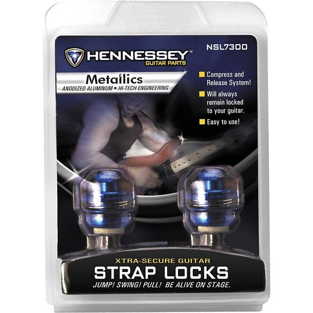 Onstage NSL7300BL Metallics Series Strap Locks Blue 2