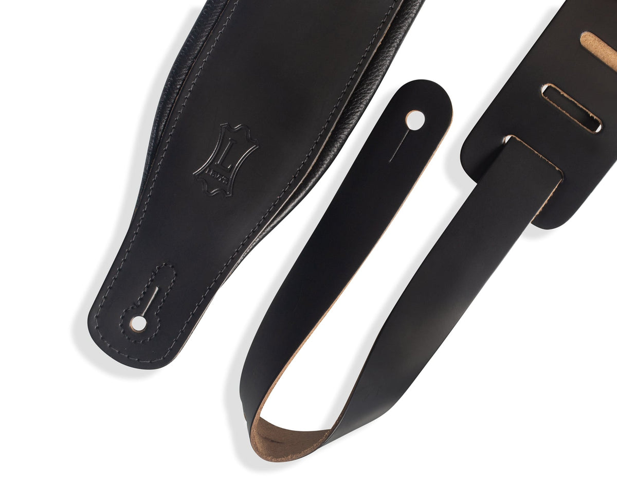 Levy M26PD 3-Inch Leather Guitar Strap with Foam Wrap (Black) 2