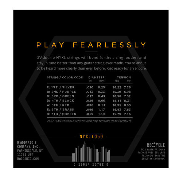 D'Addario NYXL 7-String Regular 10-59 Electric Guitar Strings 2