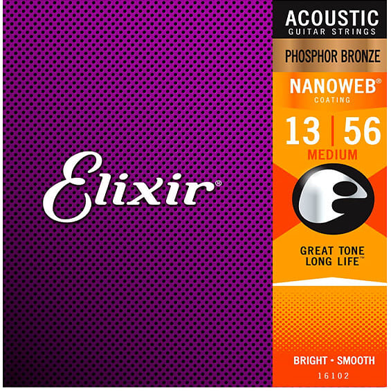 Elixir Acoustic Phosphor Bronze NANOWEB 6-String Set - Med.