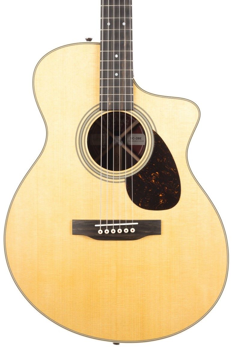 Martin SC-28E Acoustic Electric Guitar Aged Natural front view with cutaway body