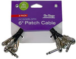 Onstage PC506B-3PK 6\" Patch Cable with Pancake Connectors - Black (3 Pack)