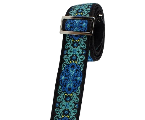 Henry Heller 2\" Tri-Glide Woven Jacquard Guitar Strap - Blue Green 3
