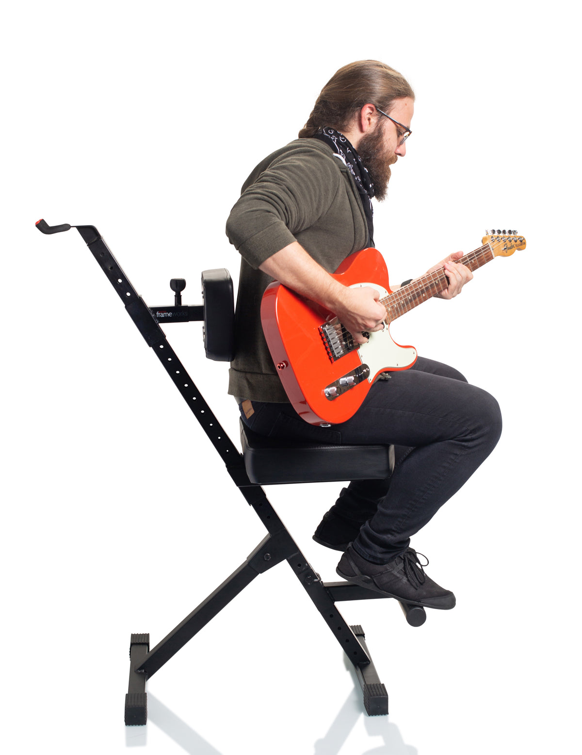 Frameworks GFW-GTR-SEATDLX Deluxe Guitar Seat w/ Adjustable Back Rest & Guitar Hanger 2