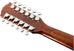 Fender CD-60SCE 12-String Acoustic-Electric Dreadnought Guitar headstock back view with tuning machines