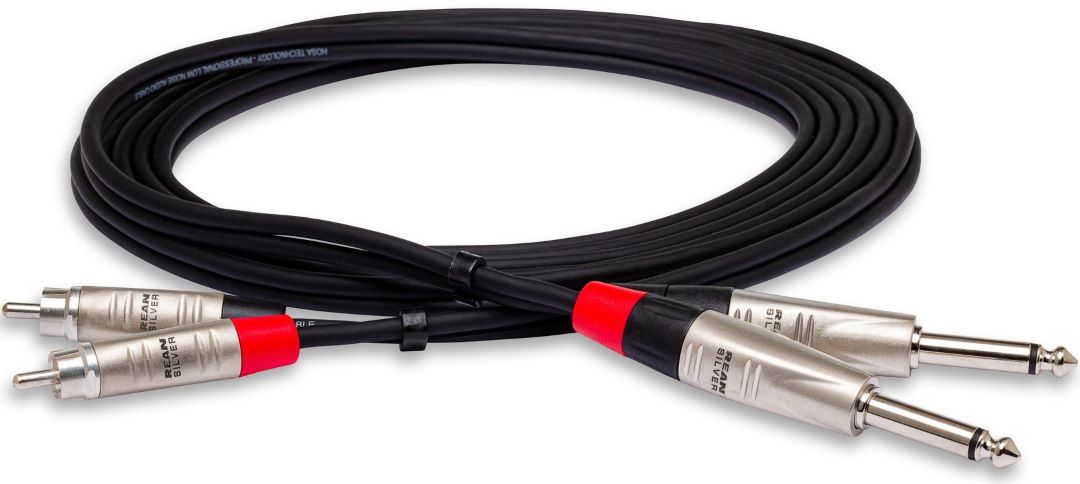 Hosa HPR-020X2 Pro Stereo Interconnect Cable - Dual REAN 1/4\" TS Male to RCA Male - 20FT