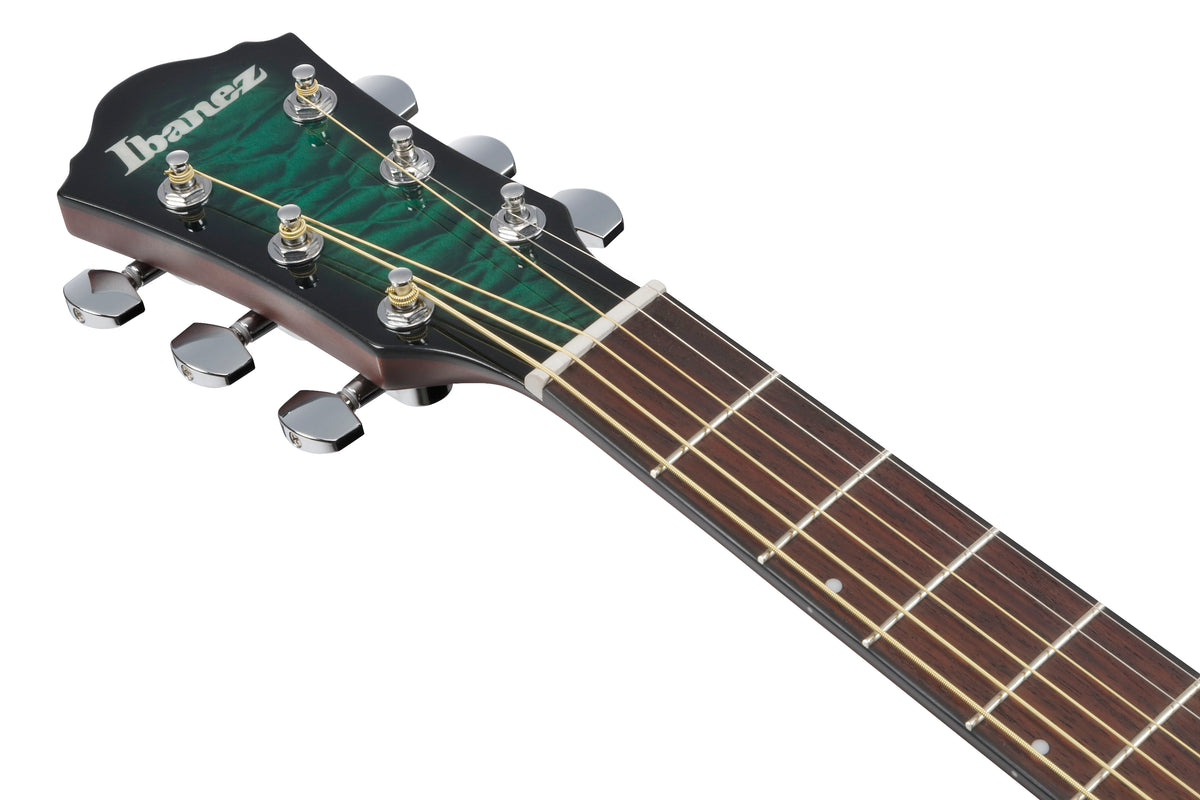 Ibanez AEWC16QATEH Acoustic Electric Guitar - Transparent Emerald Burst 2
