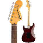 Squier Classic Vibe '70s Stratocaster HSS, back view showing headstock and rear body in walnut