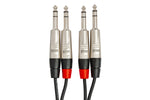 Hosa HSS-020X2 Pro Stereo Interconnect Cable - Dual REAN 1/4\" to TRS - 20FT 2