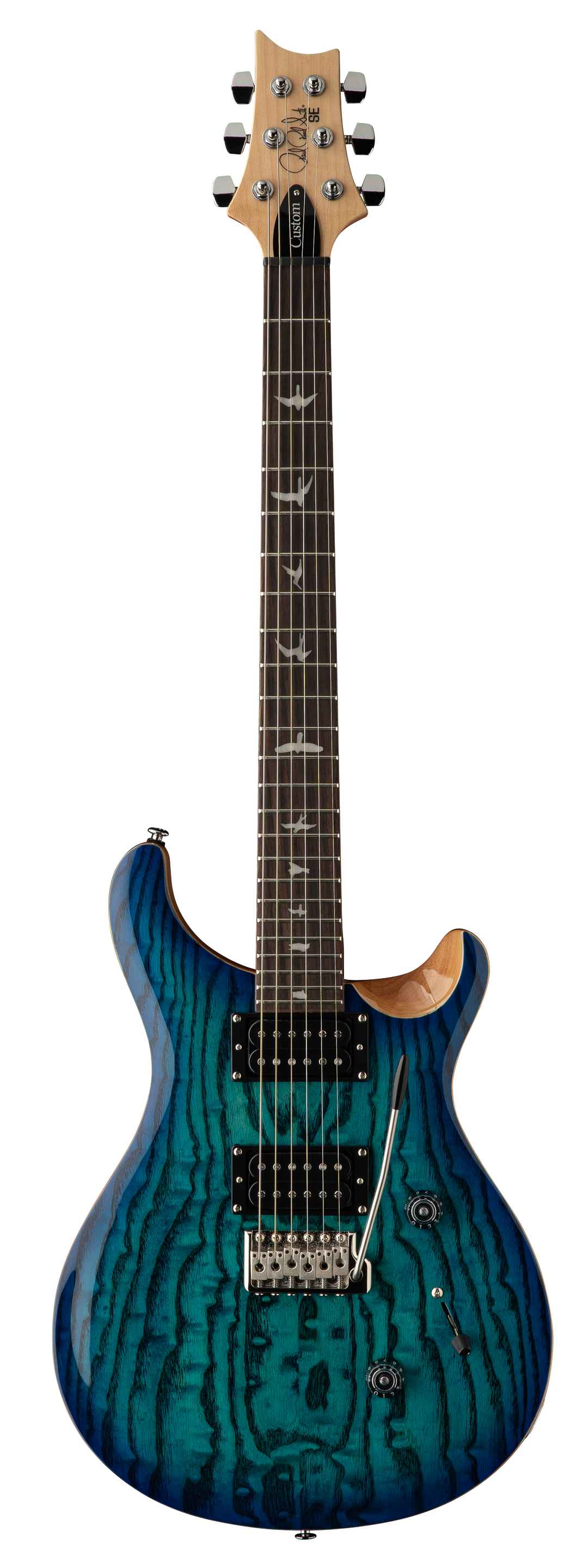 PRS 'Limited Edition' SE Custom 24 Burled Ash Electric Guitar - Lake Blue With Natural Back 6