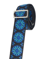 Henry Heller 2\" Tri-Glide Woven Jacquard Guitar Strap - Blue Flowers On Black 2