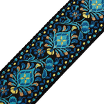 Levys M8HT-04 2\" Wide Jacquard Guitar Strap - Blue and Yellow Floral 3
