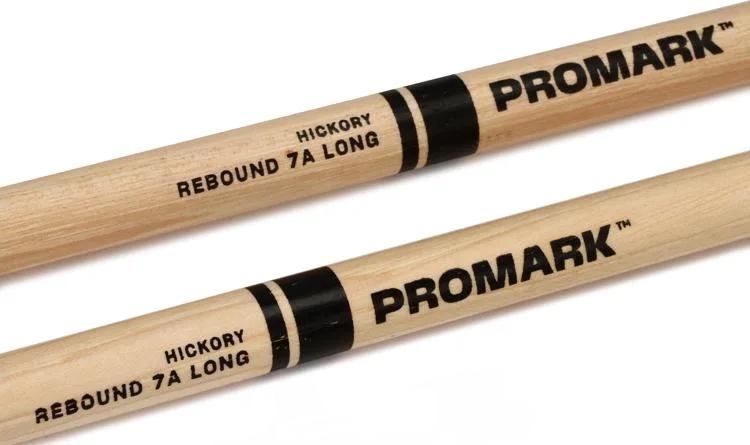 Promark Rebound 7A Long Hickory Drumsticks - Wood Tip 2