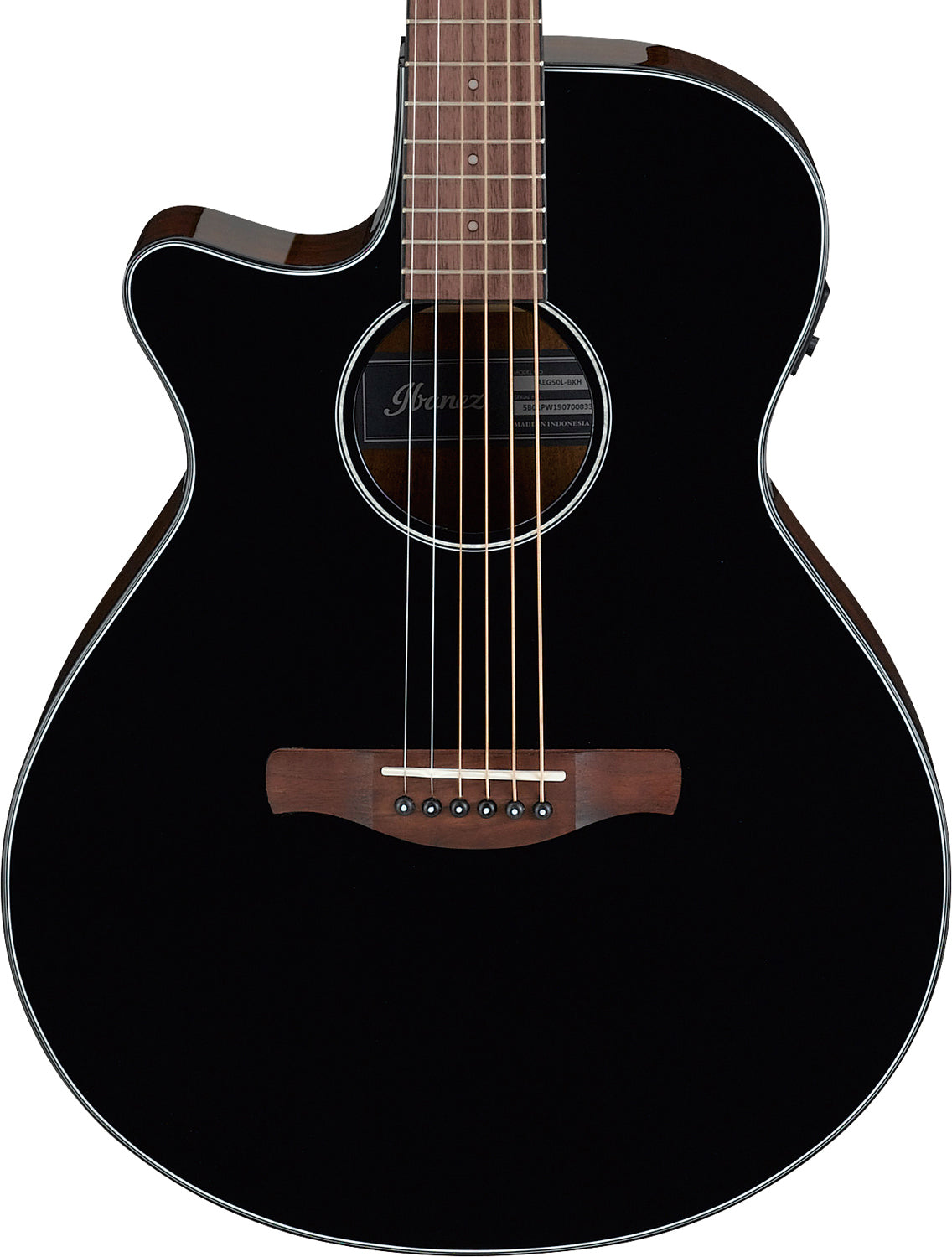 Ibanez AEG50LBKH Acoustic-Electric Left-Handed Guitar Black front view