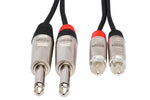 Hosa HPR-020X2 Pro Stereo Interconnect Cable - Dual REAN 1/4\" TS Male to RCA Male - 20FT 3