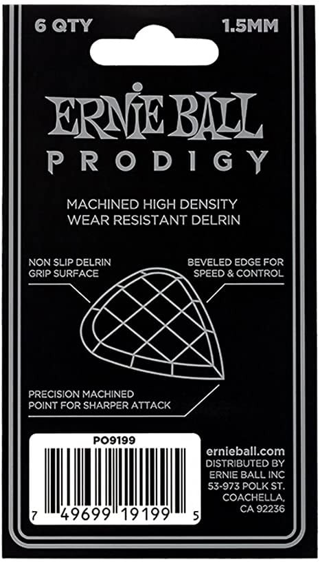Ernie Ball Prodigy 1.5mm Picks (Black) - 6 Pack 2