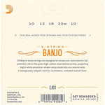 D'Addario EJ61 Nickel Wound 10-23 5 String Banjo Strings - Medium 2
