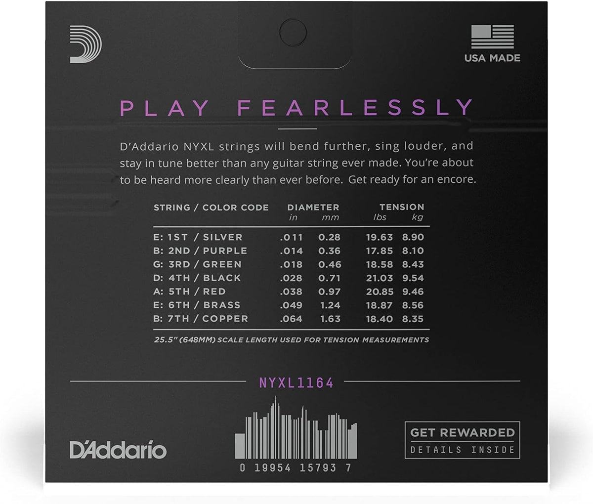 D'Addario NYXL1164 7-String Electric Guitar Strings - Medium (.11-.64) 2
