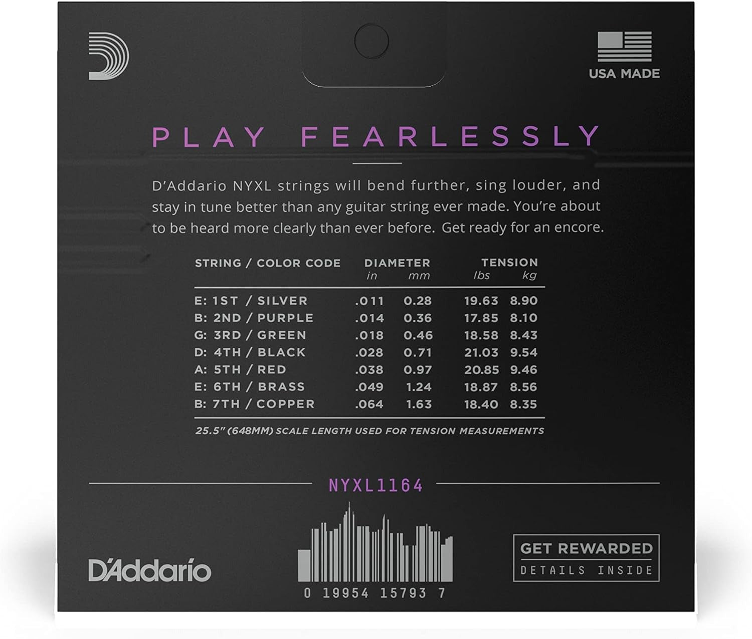 D'Addario NYXL1164 7-String Electric Guitar Strings - Medium (.11-.64) 2