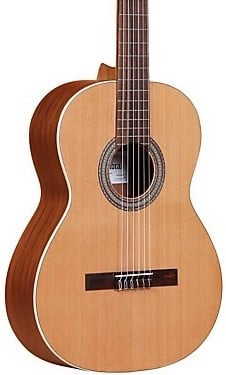 Alhambra 1 OP Nylon String Classical Guitar in Natural finish, three-quarter front view