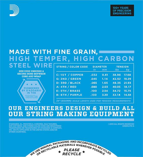 D'Addario EXL170-6 6-String Bass String Set (32-130) 2