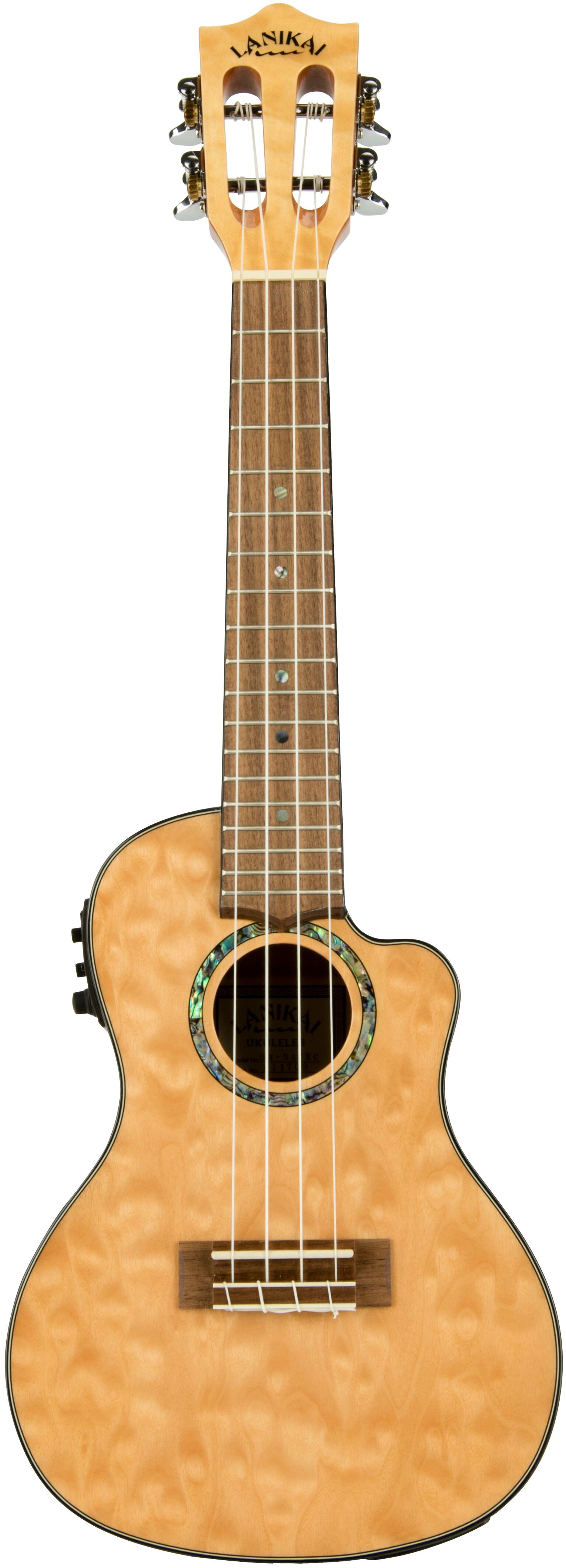 Lanikai QM-NACEC Quilted Maple Acoustic-Electric Concert Ukulele with Foam Case 4