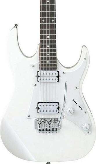 Ibanez GRX20WWH Electric Guitar in white, three-quarter front view