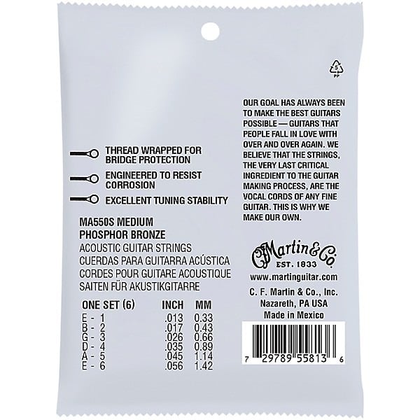 Martin MA550S Marquis 92/8 Phosphor Bronze Authentic Silked Acoustic Guitar Strings - Medium 2