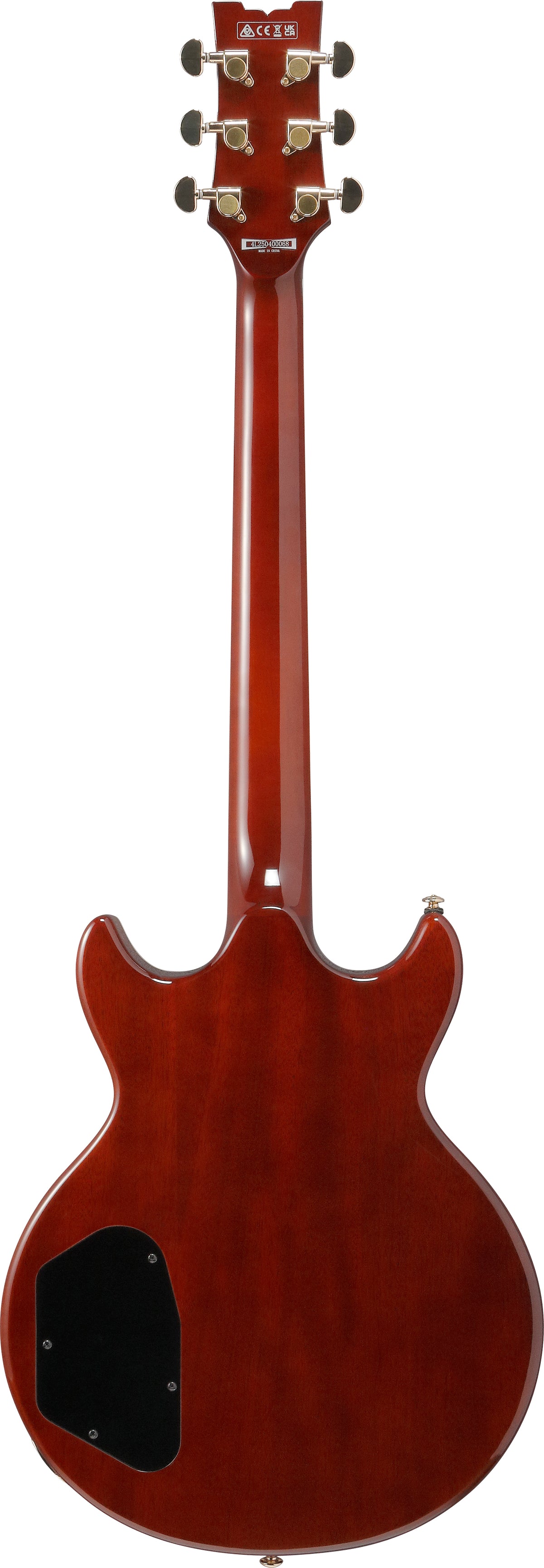 Ibanez AR520HMENT Standard Hollow Body Electric Guitar back view showing headstock and neck 2