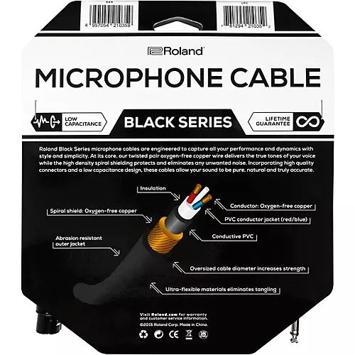 Roland RMC-B20-HIZ Black Series HIZ - 20 Foot Microphone Cable 2