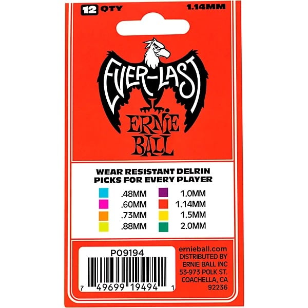 Ernie Ball 1.14mm Everlast Delrin Guitar Picks - Red (12 Pack) 2