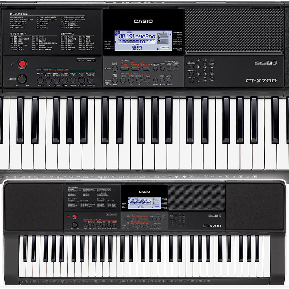 Casio CT-X700 61-Key Portable Keyboard with Touch Response & AC Adapter (Black)