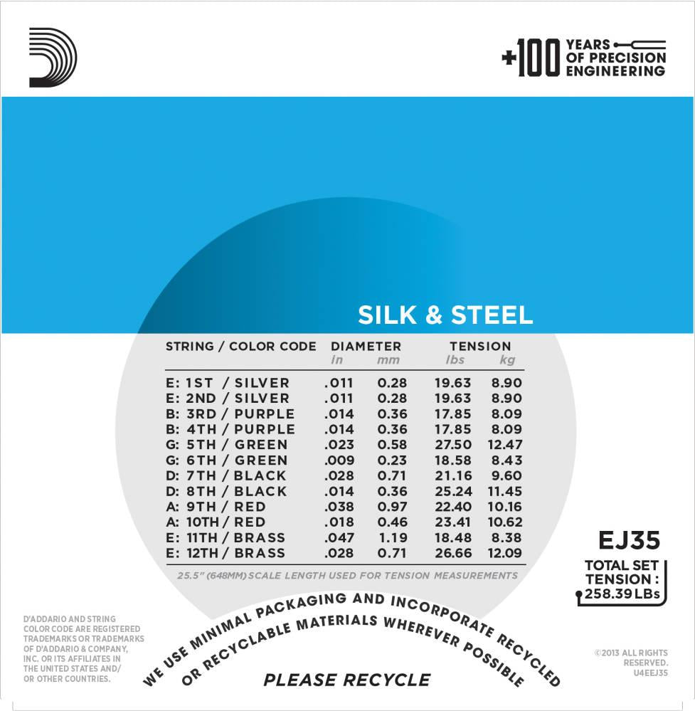 D'Addario EJ35 Silk & Steel 12-String Acoustic Strings (11-47) 2