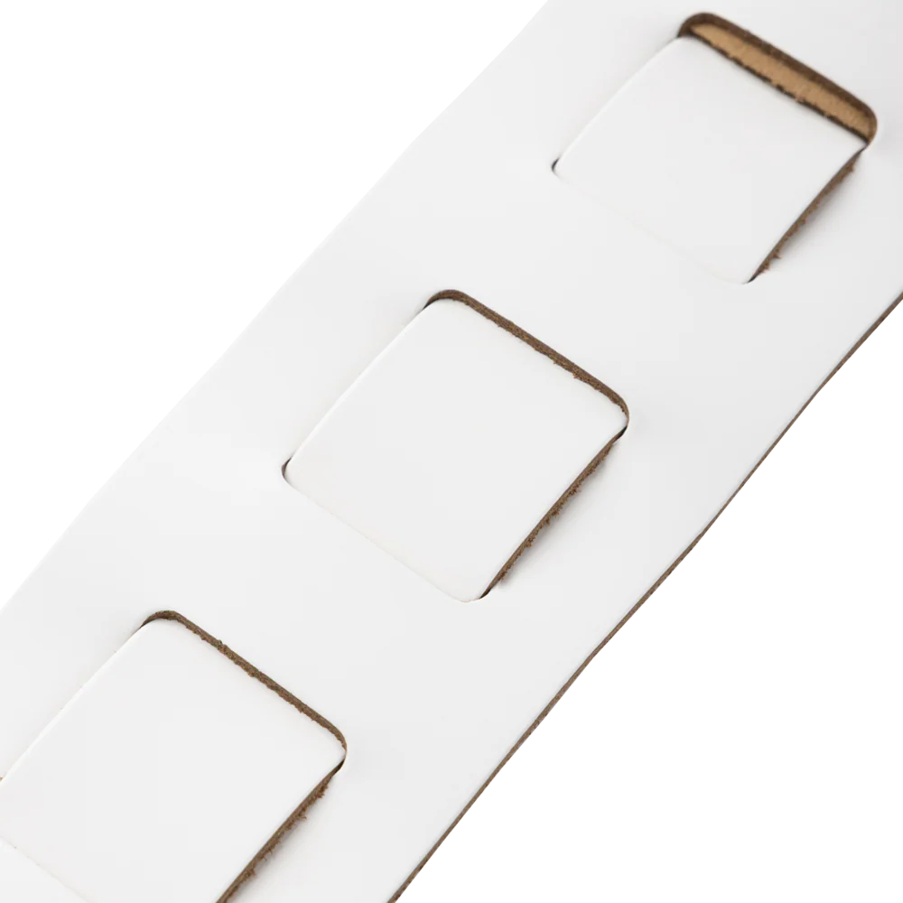 Levys M26PD 3\" Wide Top Grain Leather Guitar Strap - White 2